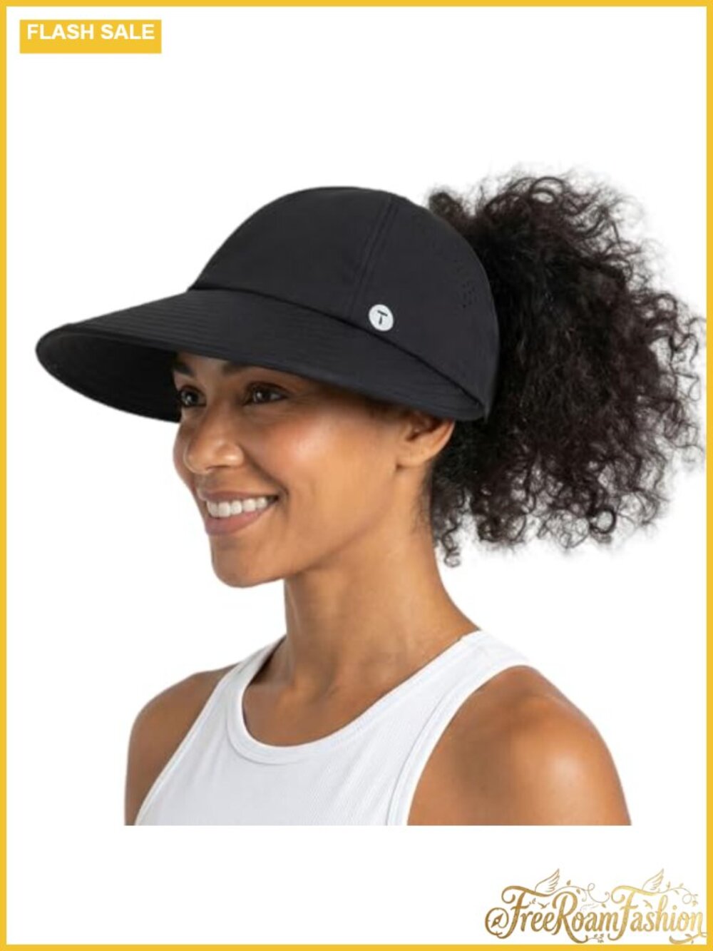 Wide Brim Sun Hat Ponytail Baseball Cap Foldable Cooling Women